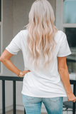 White STARS AND STRIPES Crew Neck Graphic Tee Aaria Tees