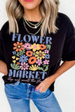 Flower Market Graphic Round Neck T-Shirt Aaria Tees