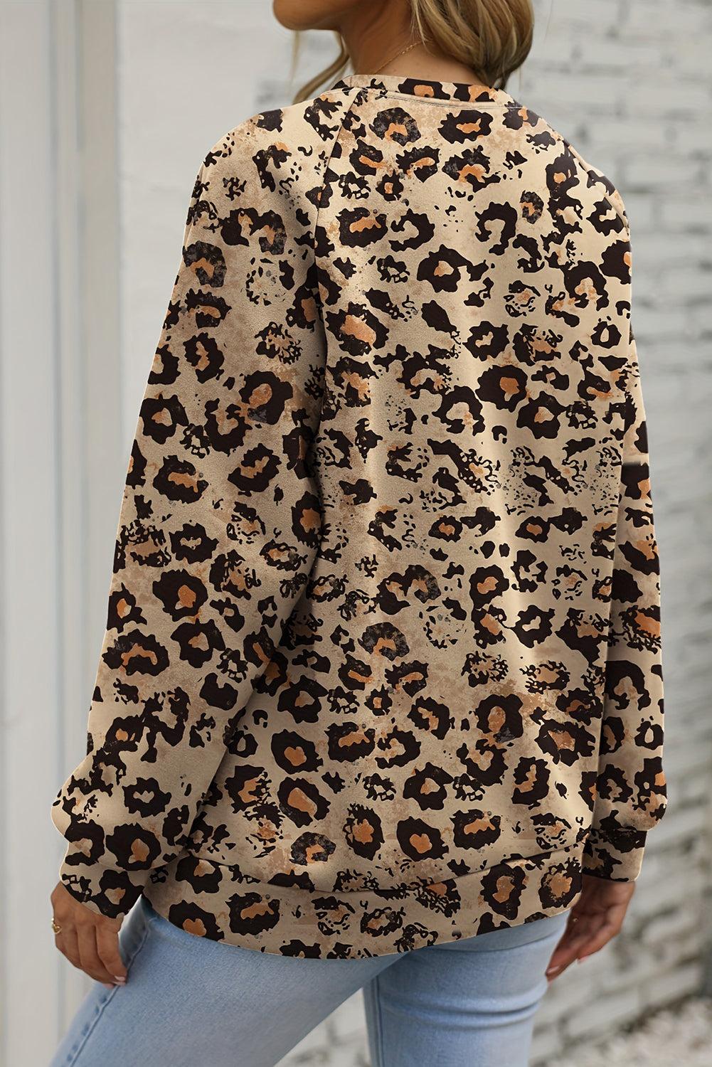 Brown Bleached Halloween Pumpkin Leopard Print Sweatshirt - Aaria Tees Aaria Tees