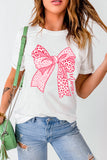 White Leopard Bow Graphic Mothers Day Fashion T Shirt Aaria Tees