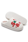 White Plush Santa Baby Christmas Asymmetric House Slippers Aaria Tees