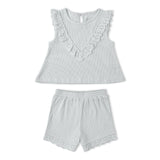 Organic Ruffle Top & Shorts Set - Fog - Aaria Tees Aaria Tees