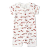 Organic Short Zip Romper - Cars - Aaria Tees Aaria Tees