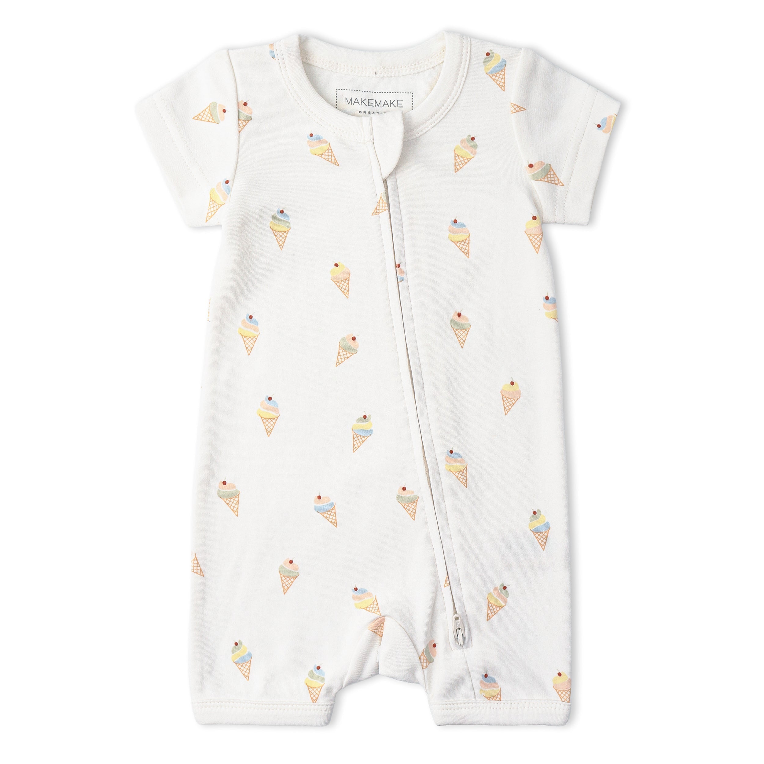 Organic Short Zip Romper - Ice Cream - Aaria Tees Aaria Tees