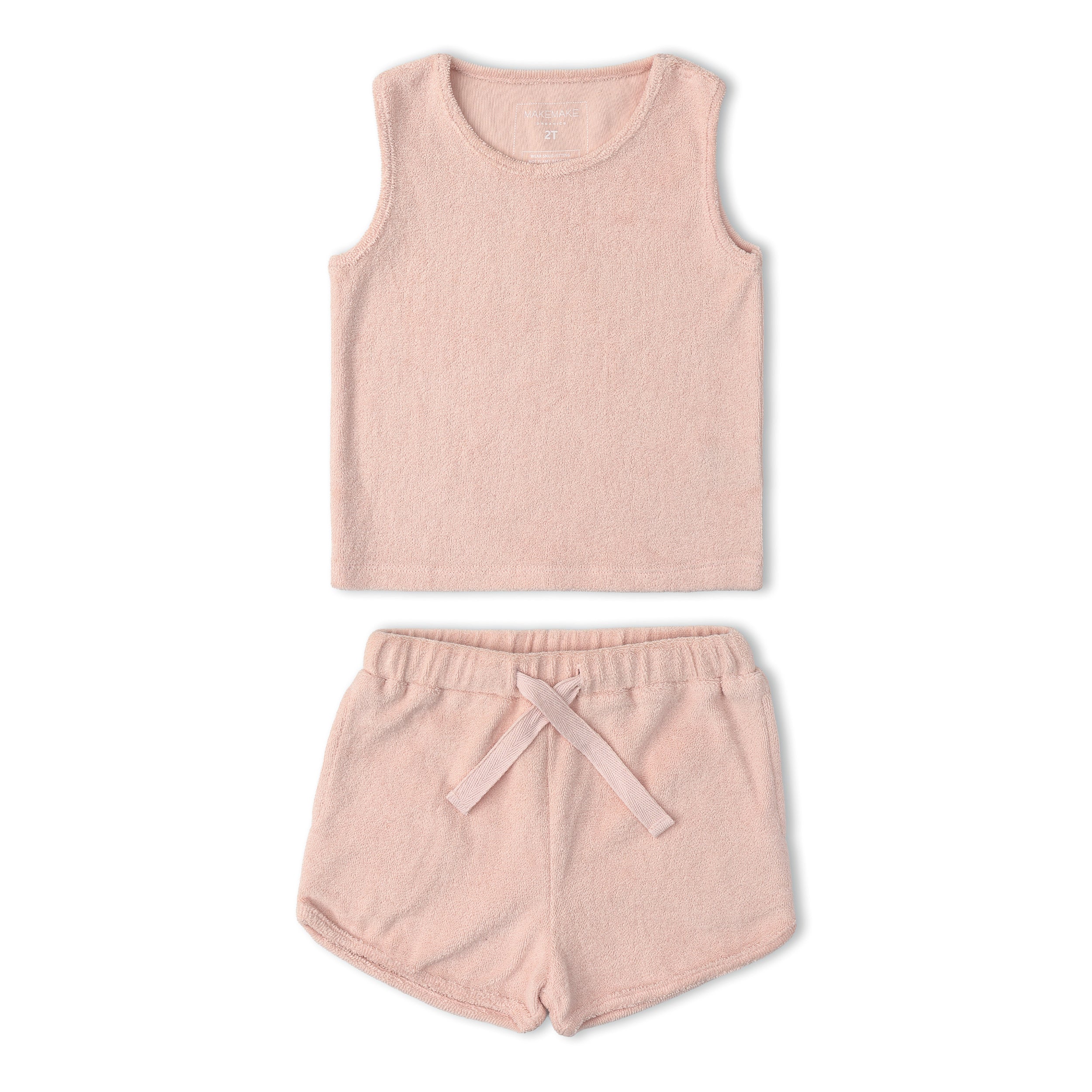 Organic Sleeveless Tee & Shorts Set - Blush - Aaria Tees Aaria Tees