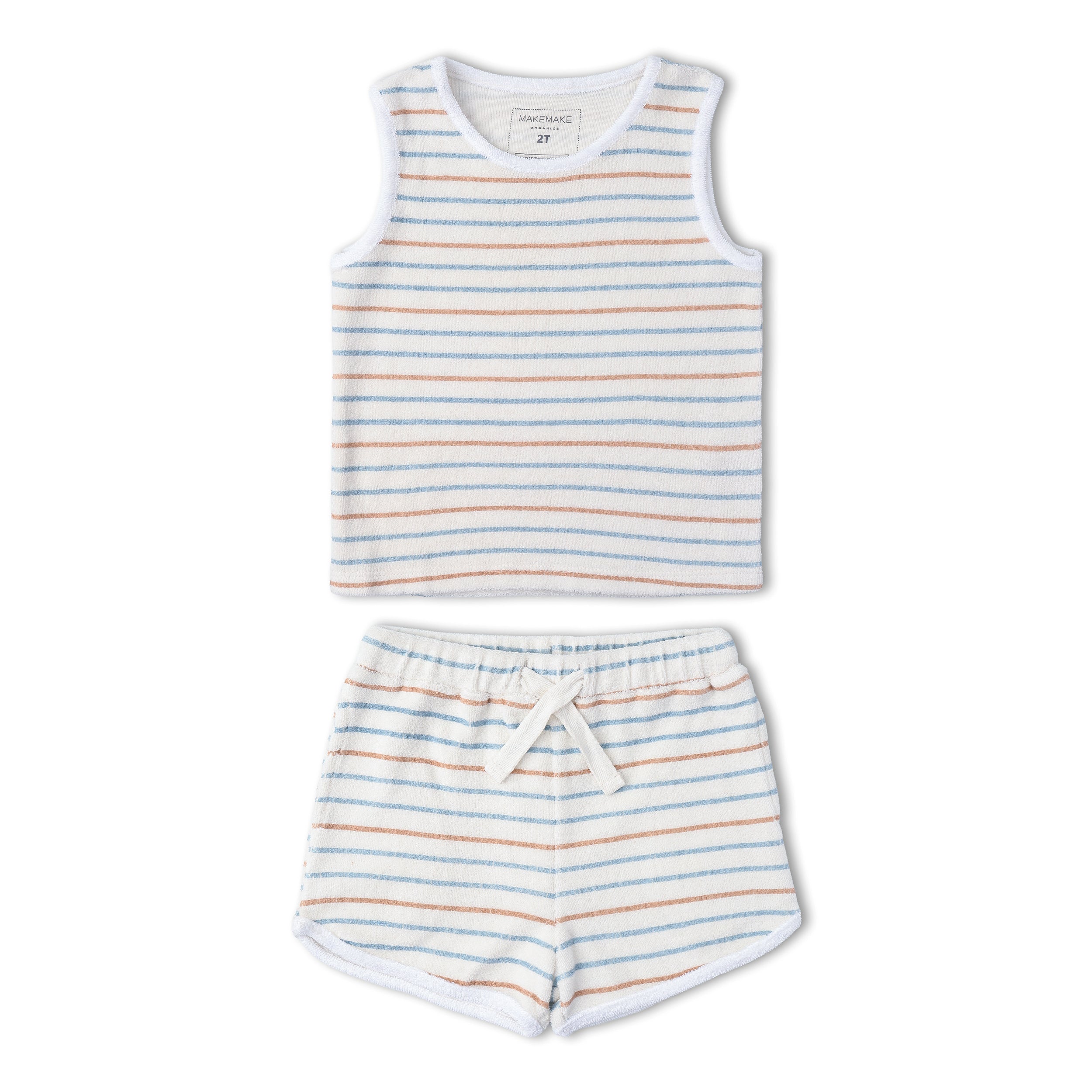 Organic Sleeveless Tee & Shorts Set - Cabana Stripes - Aaria Tees Aaria Tees