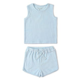 Organic Sleeveless Tee & Shorts Set - Light Blue - Aaria Tees Aaria Tees