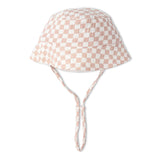 Organic Bucket Sun Hat - Brick Checks - Aaria Tees Aaria Tees