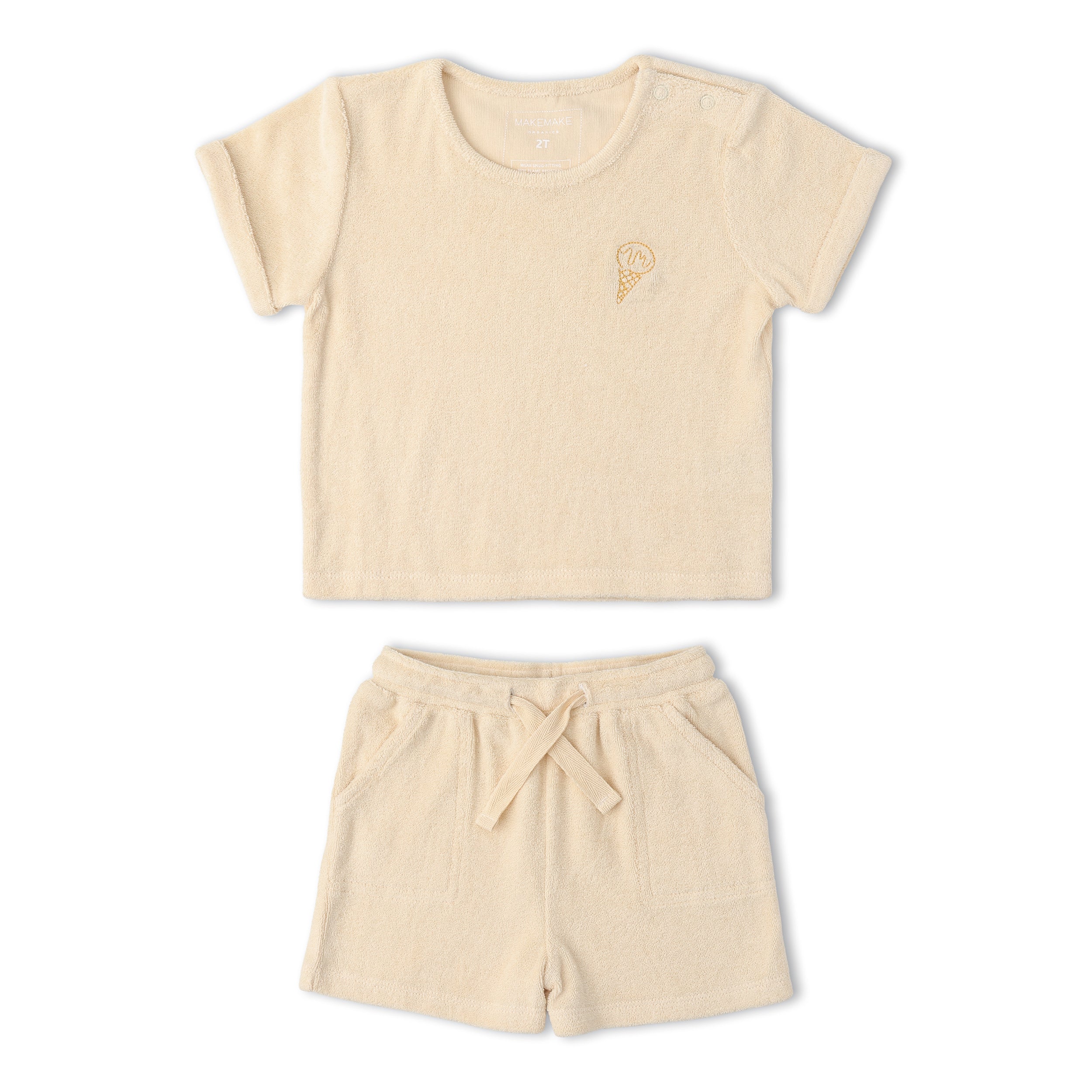Organic Terry Tee & Shorts Set - Butter Yellow - Aaria Tees Aaria Tees