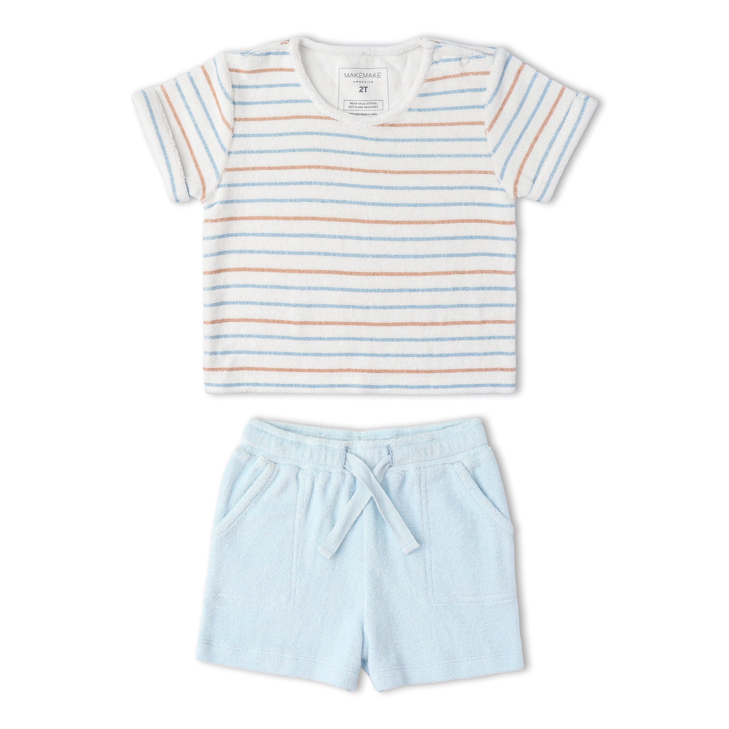 Organic Terry Tee & Shorts Set - Cabana Stripes - Aaria Tees Aaria Tees