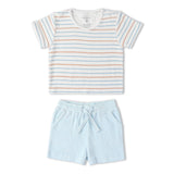 Organic Terry Tee & Shorts Set - Cabana Stripes - Aaria Tees Aaria Tees