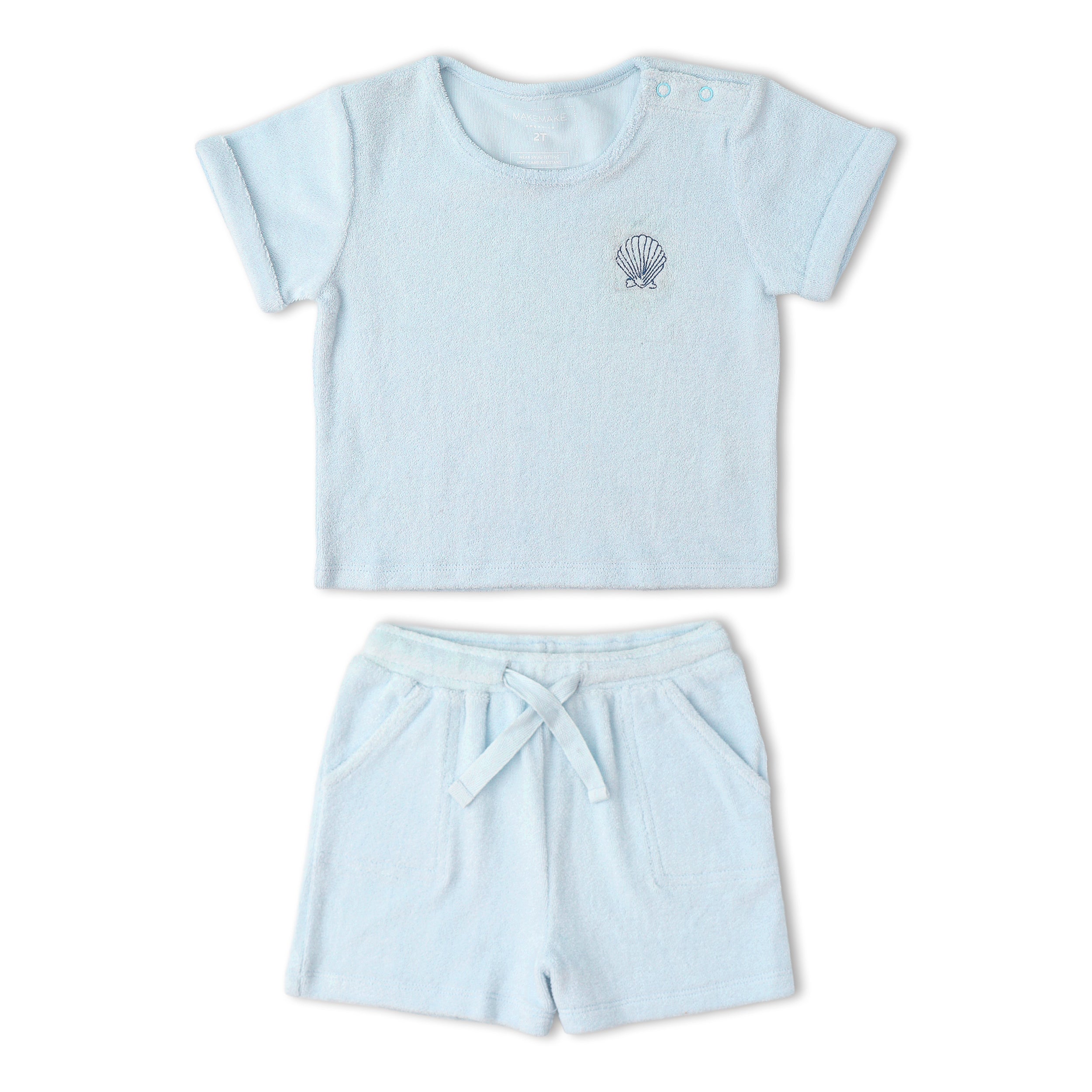 Organic Terry Tee & Shorts Set - Light Blue - Aaria Tees Aaria Tees