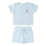 Organic Terry Tee & Shorts Set - Light Blue - Aaria Tees Aaria Tees
