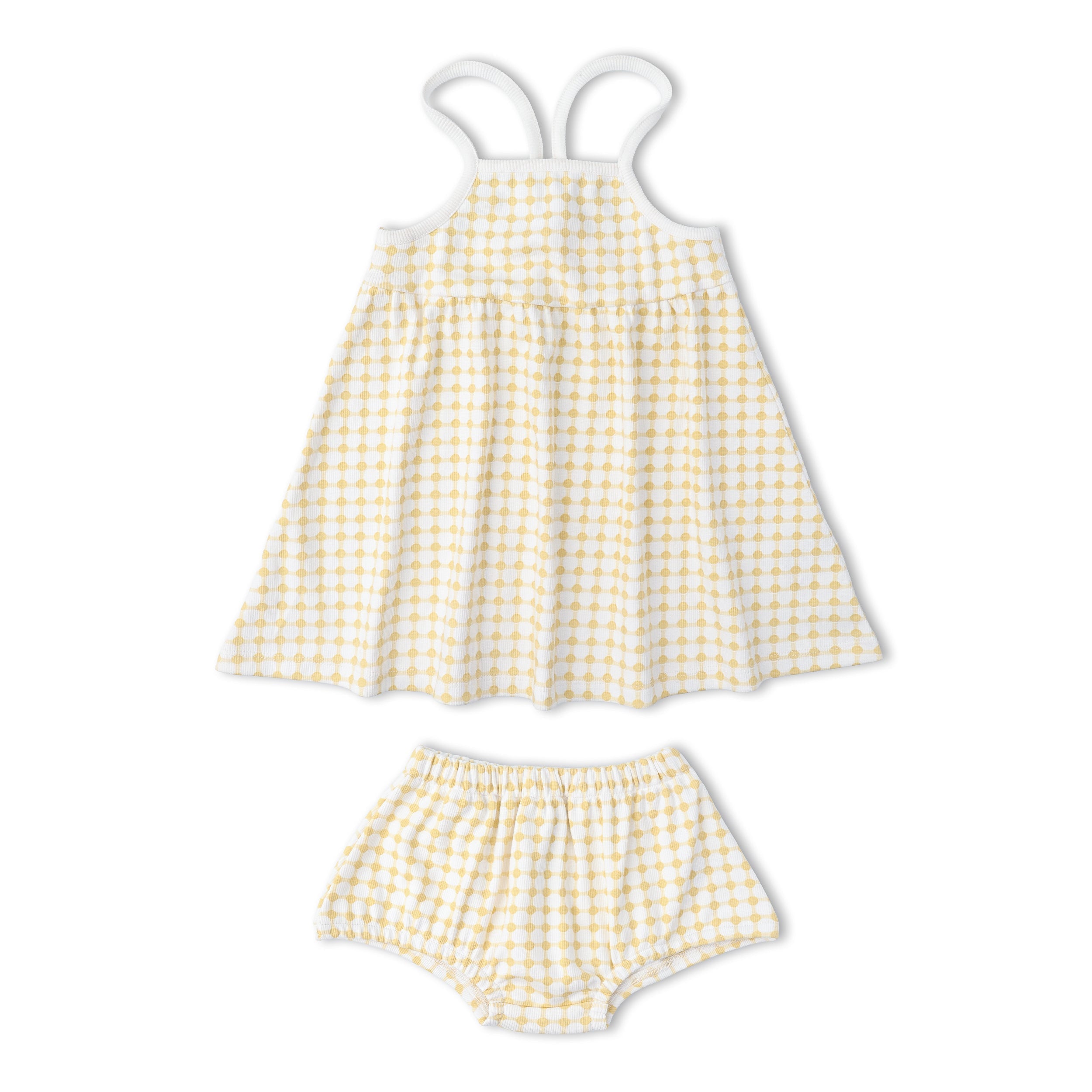 Organic Tie-Back Strap Dress - Dotty Gingham - Aaria Tees Aaria Tees