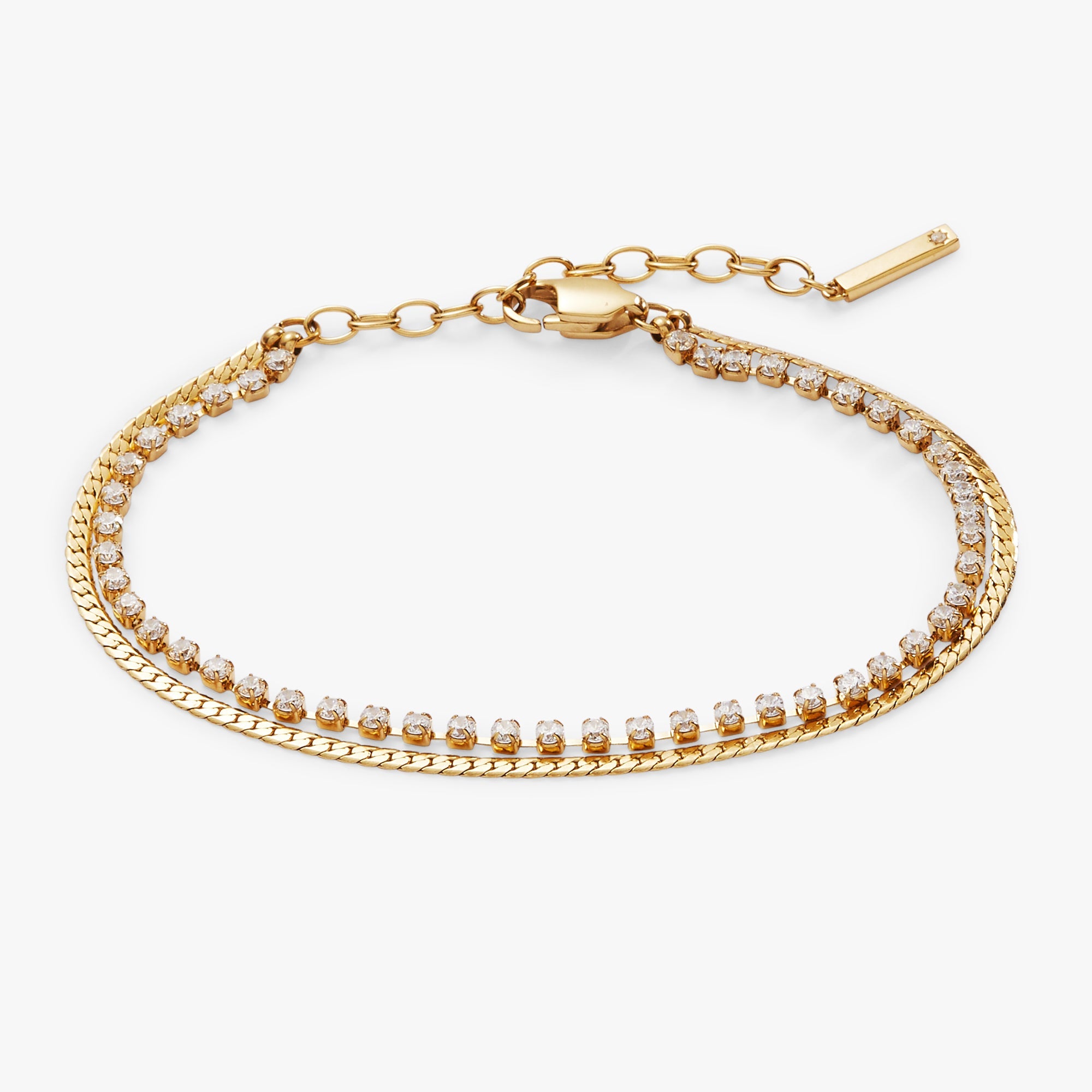 Double Strand Crystal Tennis Chain Bracelet - Aaria Tees Aaria Tees