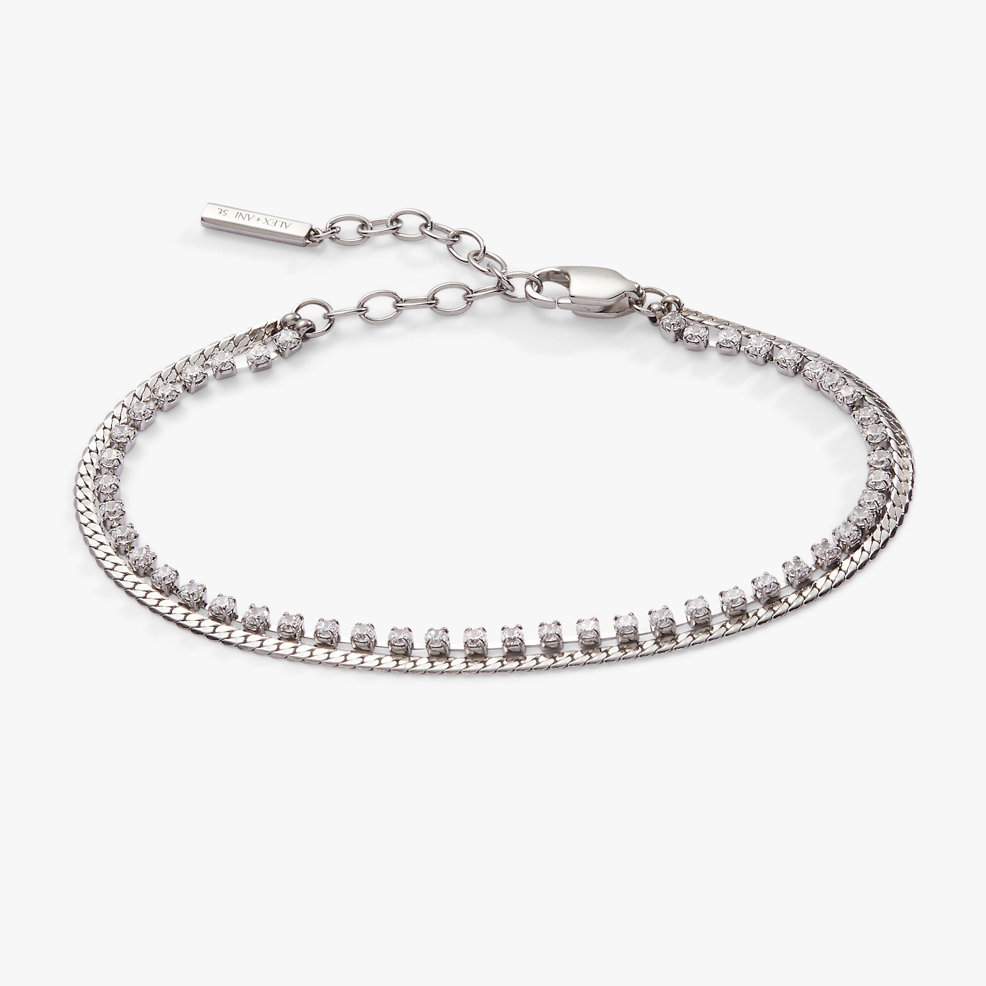 Double Strand Crystal Tennis Chain Bracelet - Aaria Tees Aaria Tees