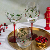 Christmas Holly Martini Glasses Aaria Tees