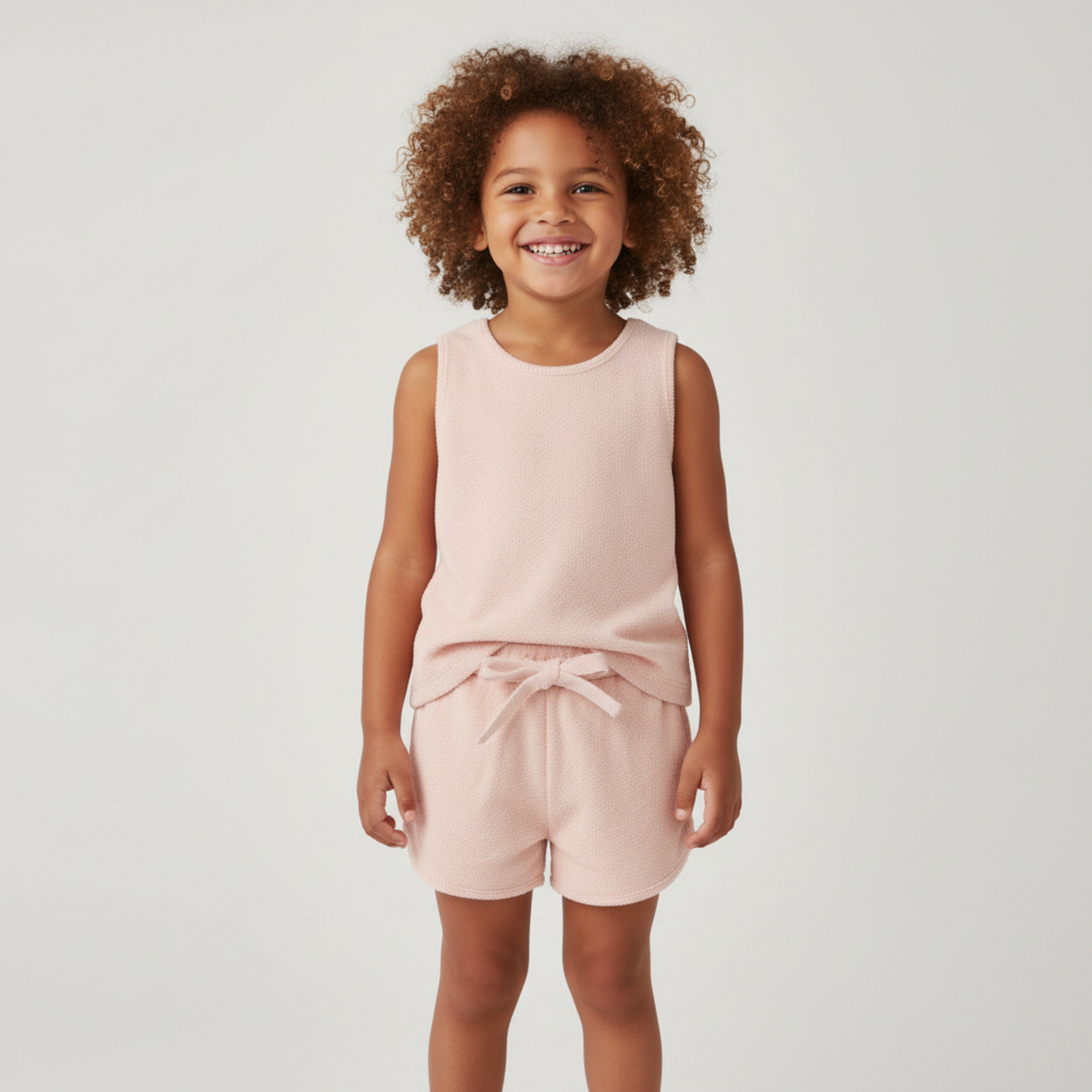Organic Sleeveless Tee & Shorts Set - Blush - Aaria Tees Aaria Tees