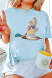Light Blue Flying Mallard Print Western Graphic Tee - Aaria Tees Aaria Tees