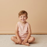 Organic Sleeveless Tee & Shorts Set - Blush - Aaria Tees Aaria Tees