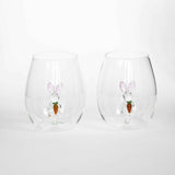 3D Easter Bunny Stemless Wine Glasses Aaria Tees