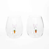 3D Easter Bunny Stemless Wine Glasses Aaria Tees
