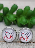KC Chiefs Football - Heart 12mm Glass Stud Earrings Aaria Tees