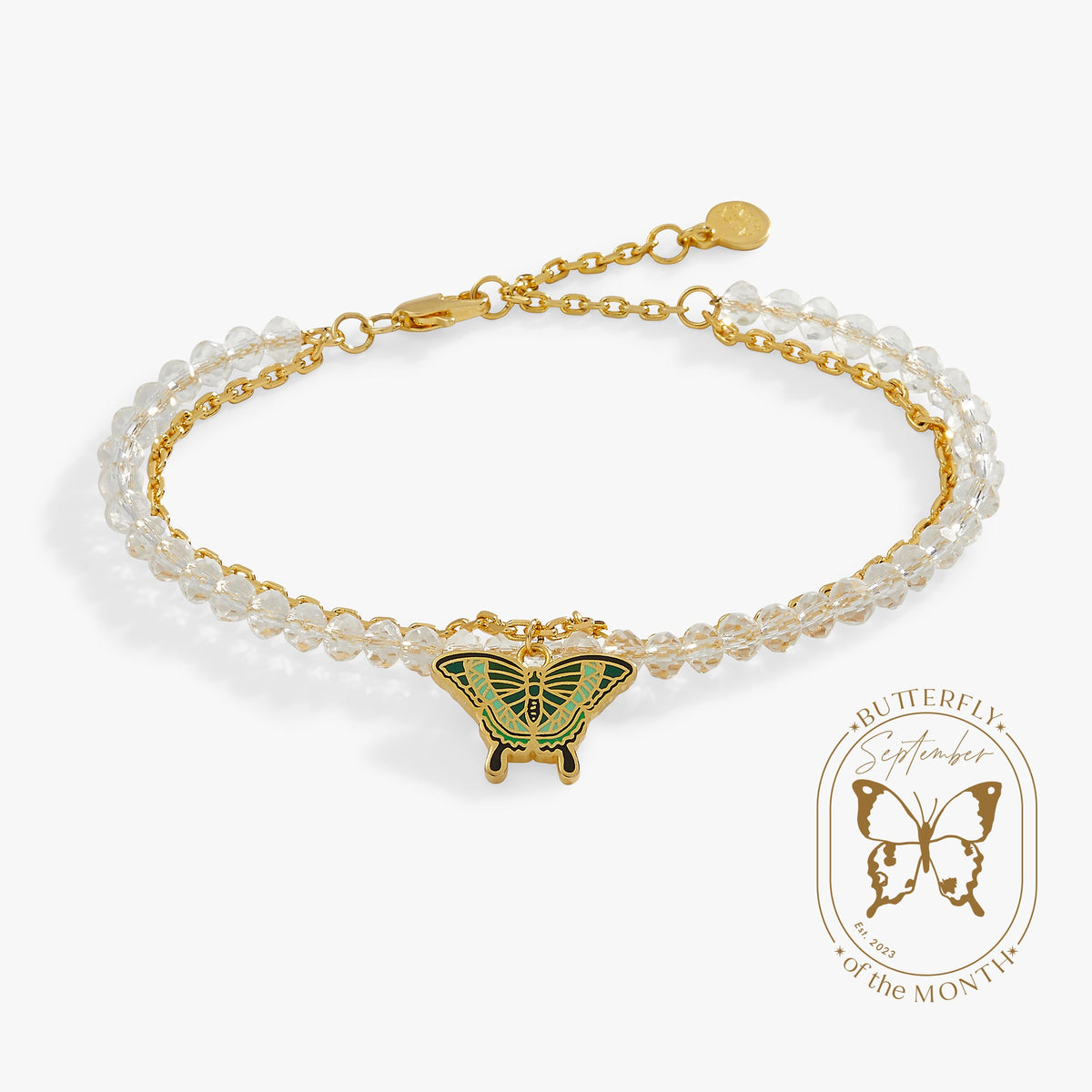 Emerald Swallowtail Butterfly Charm Bracelet - Aaria Tees