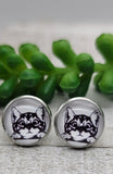 Peeping Cat || 12mm Glass Stud Earrings || Hypoallergenic Aaria Tees