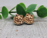 Pomeranian Dog Breed || Wood Stud Earrings || Hypoallergenic Aaria Tees