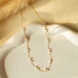 Gold Bead Pearl Layering Necklace Aaria Tees