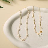 Gold Bead Pearl Layering Necklace Aaria Tees