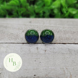 Green & Blue Glitter Dome Stud Earrings Aaria Tees