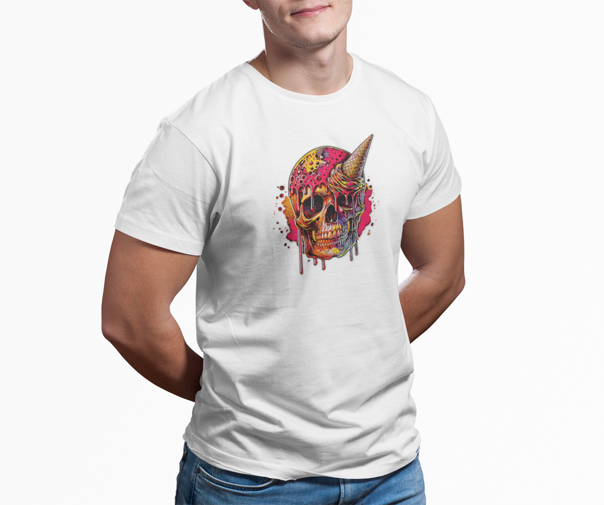 Abstract Ice Cream Skull Graphic Tee - Aaria Tees Aaria Tees