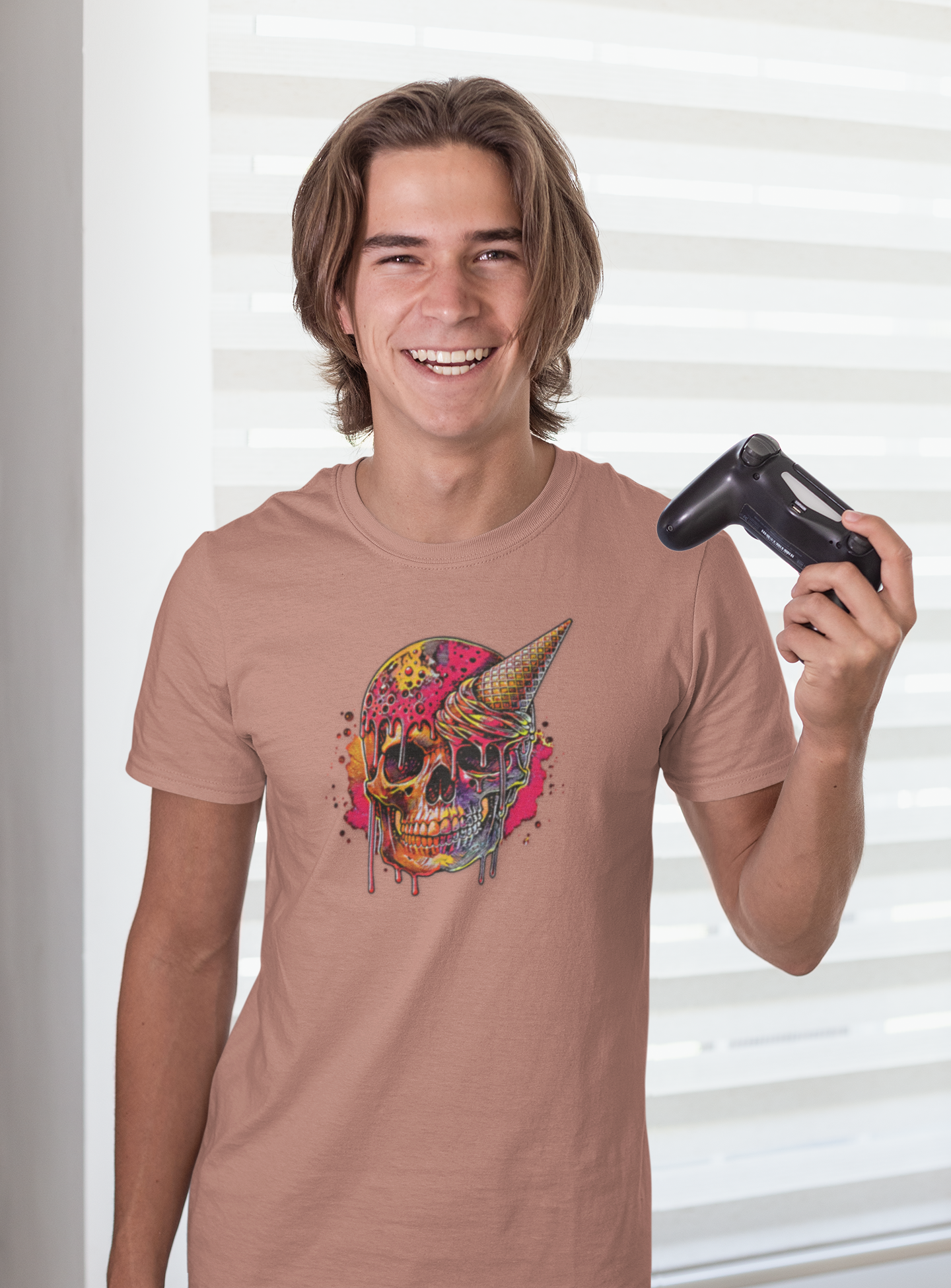 Abstract Ice Cream Skull Graphic Tee - Aaria Tees Aaria Tees