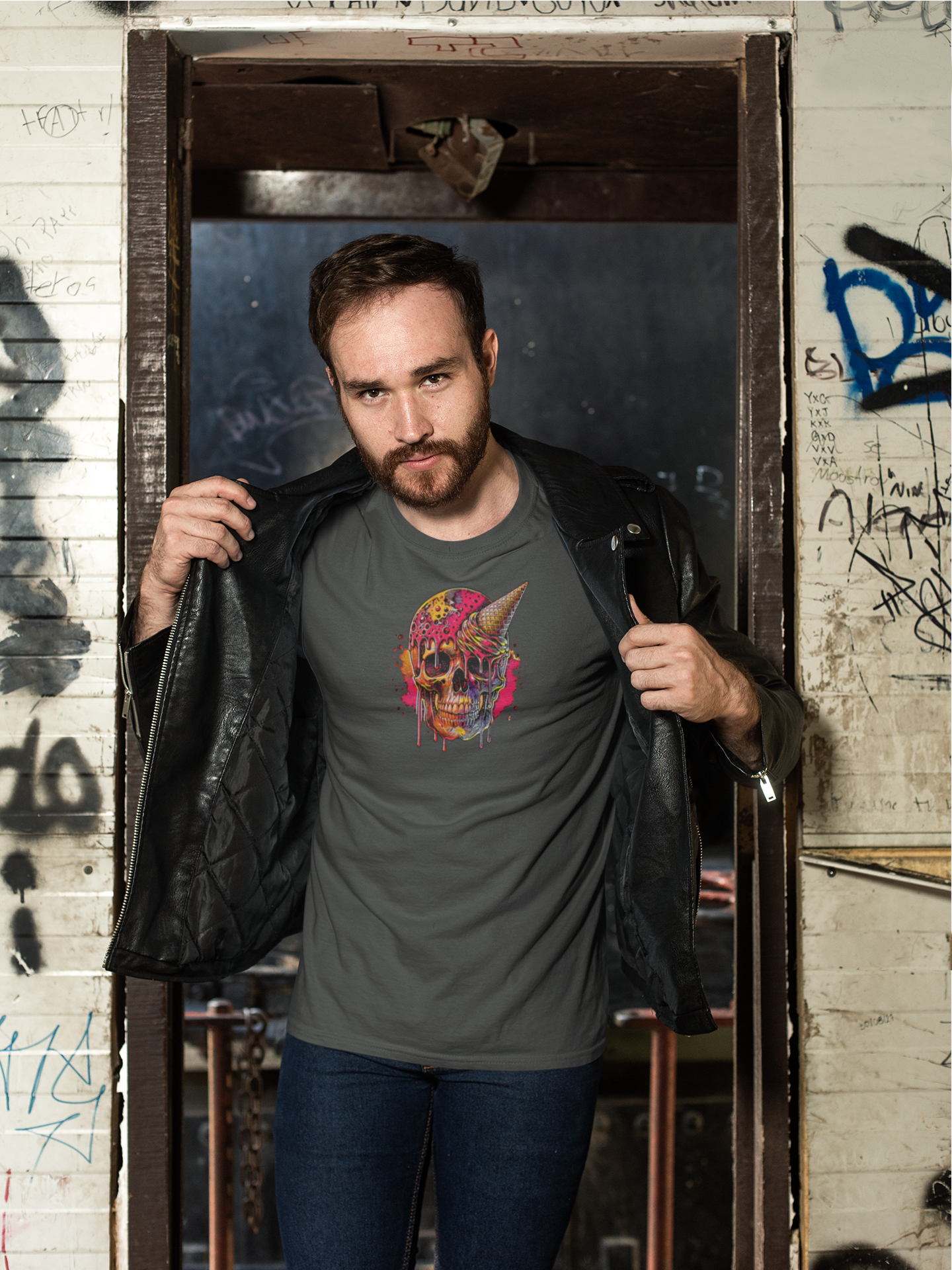 Abstract Ice Cream Skull Graphic Tee - Aaria Tees Aaria Tees