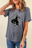 Gray Redeo Check Spades Western Graphic T Shirt Aaria Tees