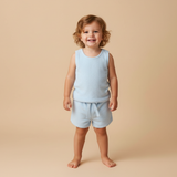 Organic Sleeveless Tee & Shorts Set - Light Blue - Aaria Tees Aaria Tees