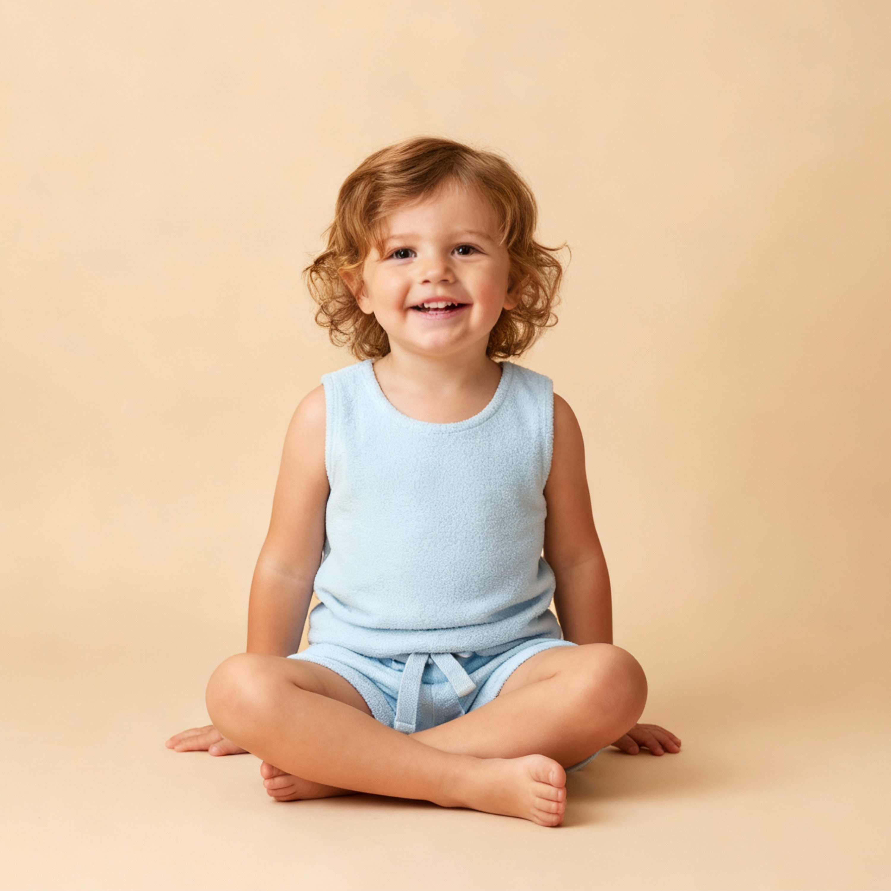 Organic Sleeveless Tee & Shorts Set - Light Blue - Aaria Tees Aaria Tees