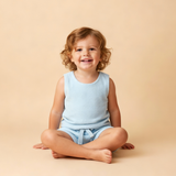 Organic Sleeveless Tee & Shorts Set - Light Blue - Aaria Tees Aaria Tees