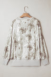Gray KENTUCKY Raw Seam Detail Leafy Camouflage Baggy Sweatshirt - Aaria Tees Aaria Tees
