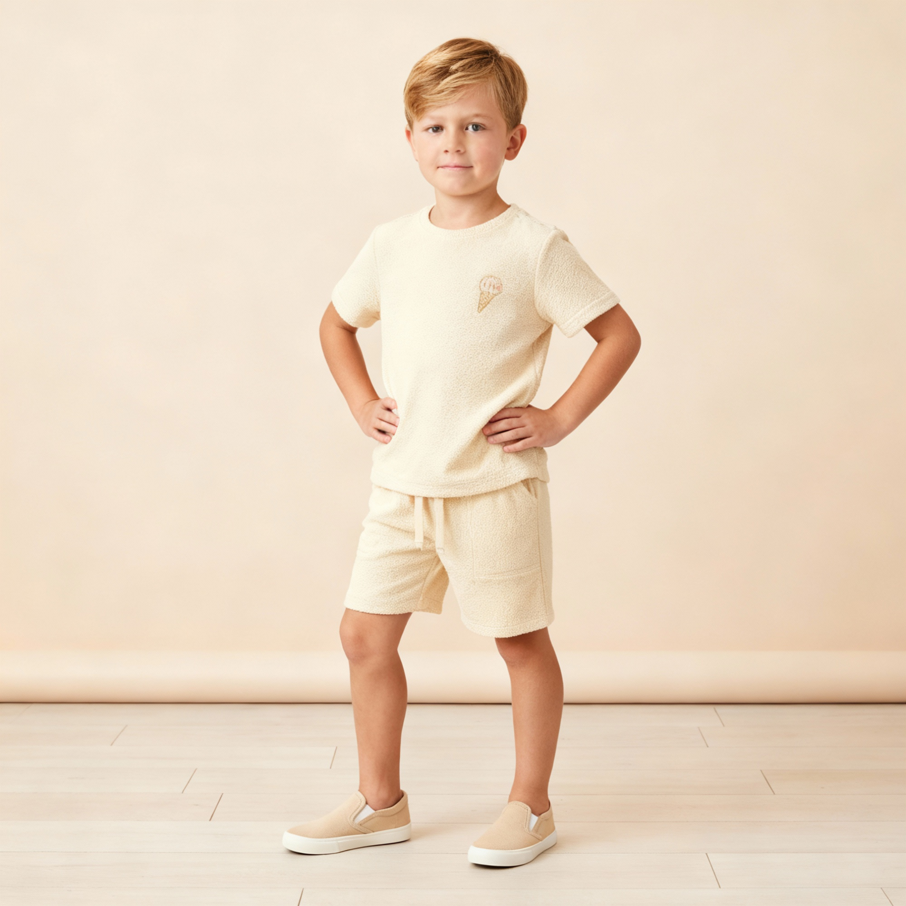 Organic Terry Tee & Shorts Set - Butter Yellow - Aaria Tees Aaria Tees