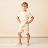 Organic Terry Tee & Shorts Set - Butter Yellow - Aaria Tees Aaria Tees
