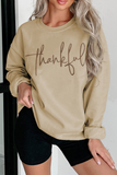 Parchment thankful Embroidered Drop Shoulder Pullover Sweatshirt Aaria Tees