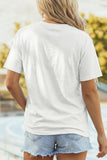 White USA Faux Patchwork Graphic Tee Aaria Tees