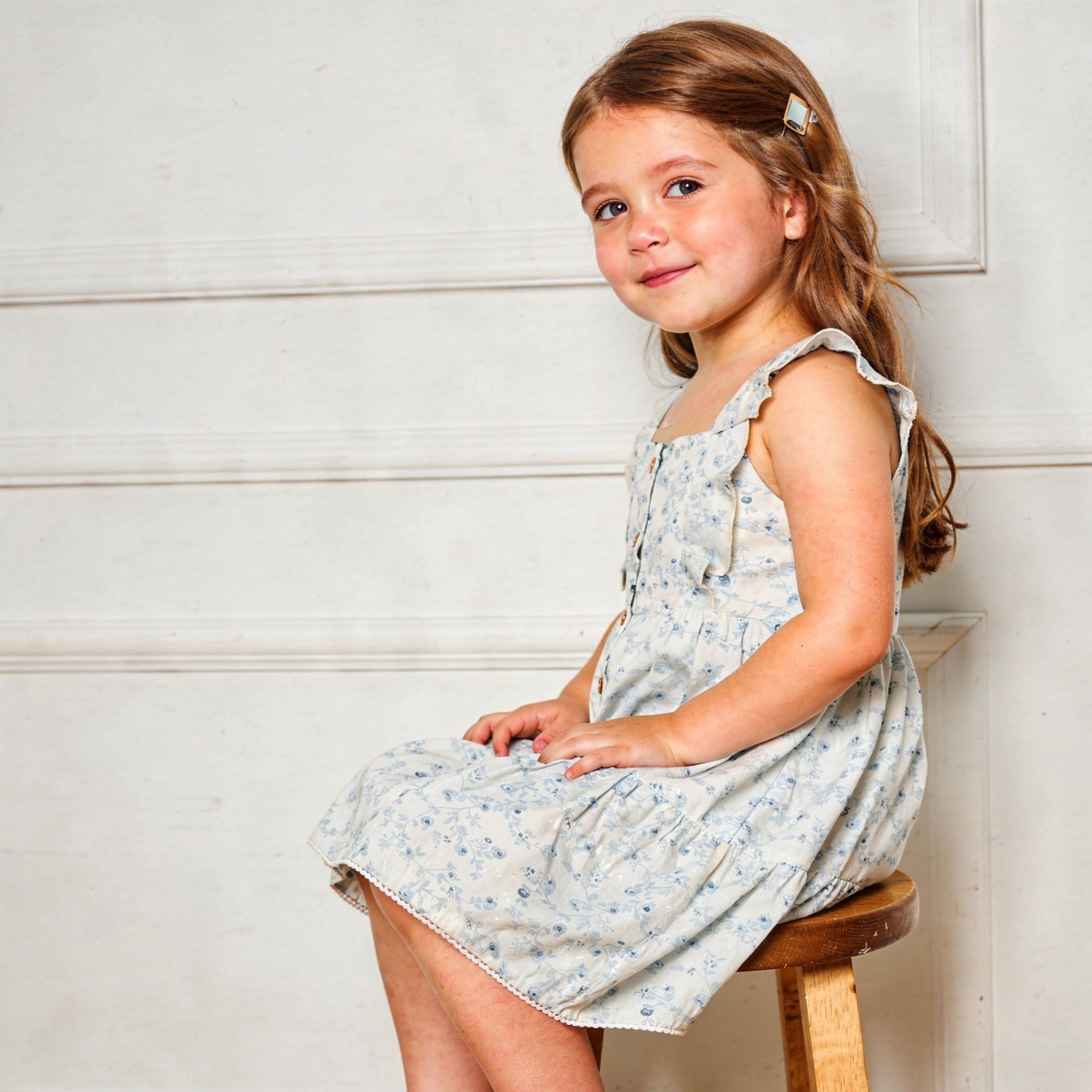 Organic Flutter Buttoned Tiered Dress - Ivy Floral - Aaria Tees Aaria Tees