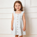 Organic Flutter Buttoned Tiered Dress - Ivy Floral - Aaria Tees Aaria Tees