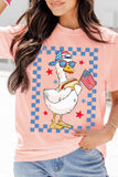 Pink America Goose 4th Of July Patriotic Flag Graphic T Shirt Aaria Tees