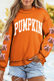 Carrot Sequined Pumpkin Applique Pumpkin Graphic Customized Sweatshirt Aaria Tees