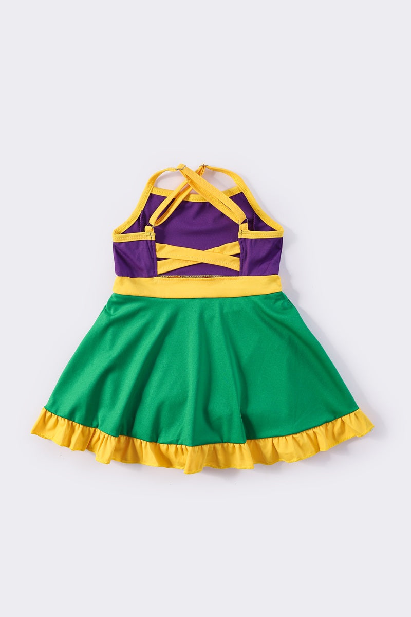 Mardi gras tennis ruffle girl dress - Aaria Tees Aaria Tees